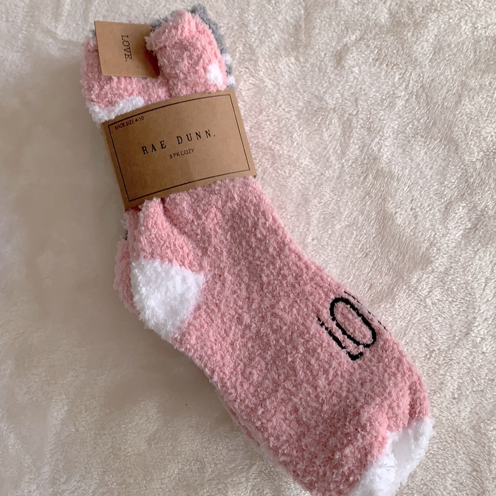 NWT Rae Dunn ❤️ Heart Love Cozy Socks 3 Pack